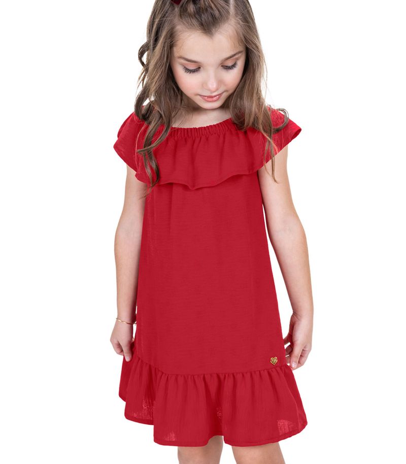 Vestido Infantil Ciganinha Xadrez Vermelho - Big Bless